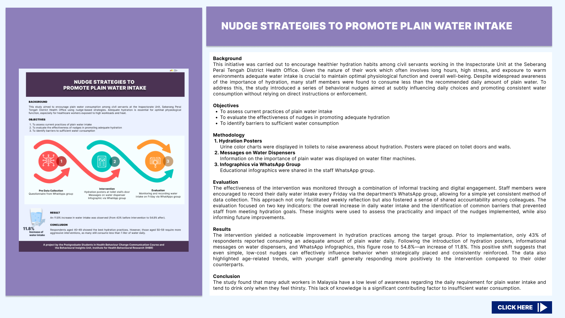 NUDGE STRATEGIES TO PROMOTE PLAIN WATER INTAKE