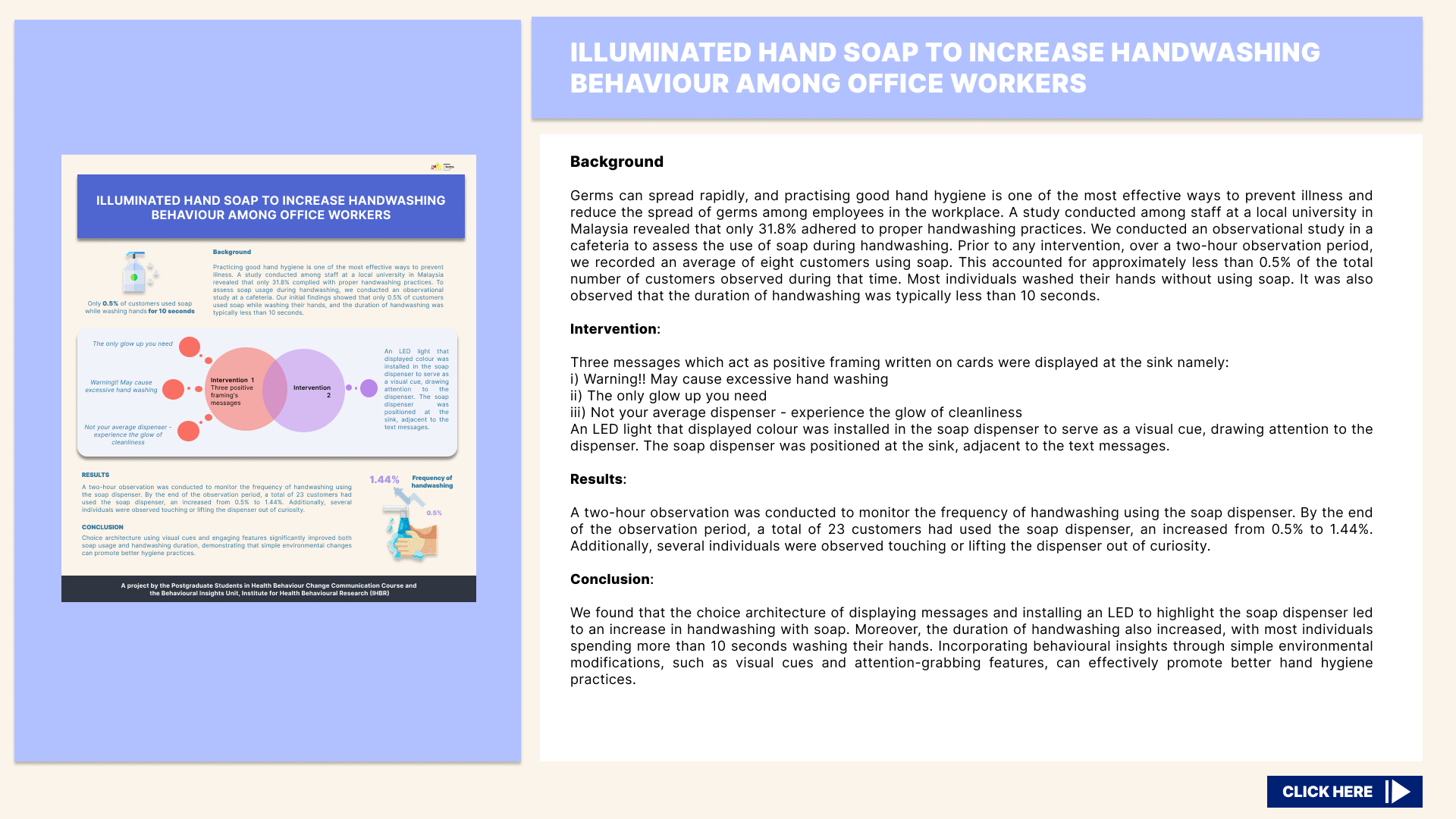 SLIDE ILLUMINATED HAND SOAP TO INCREASE HANDWASHING BEHAVIOUR AMONG OFFICE WORKERS 1
