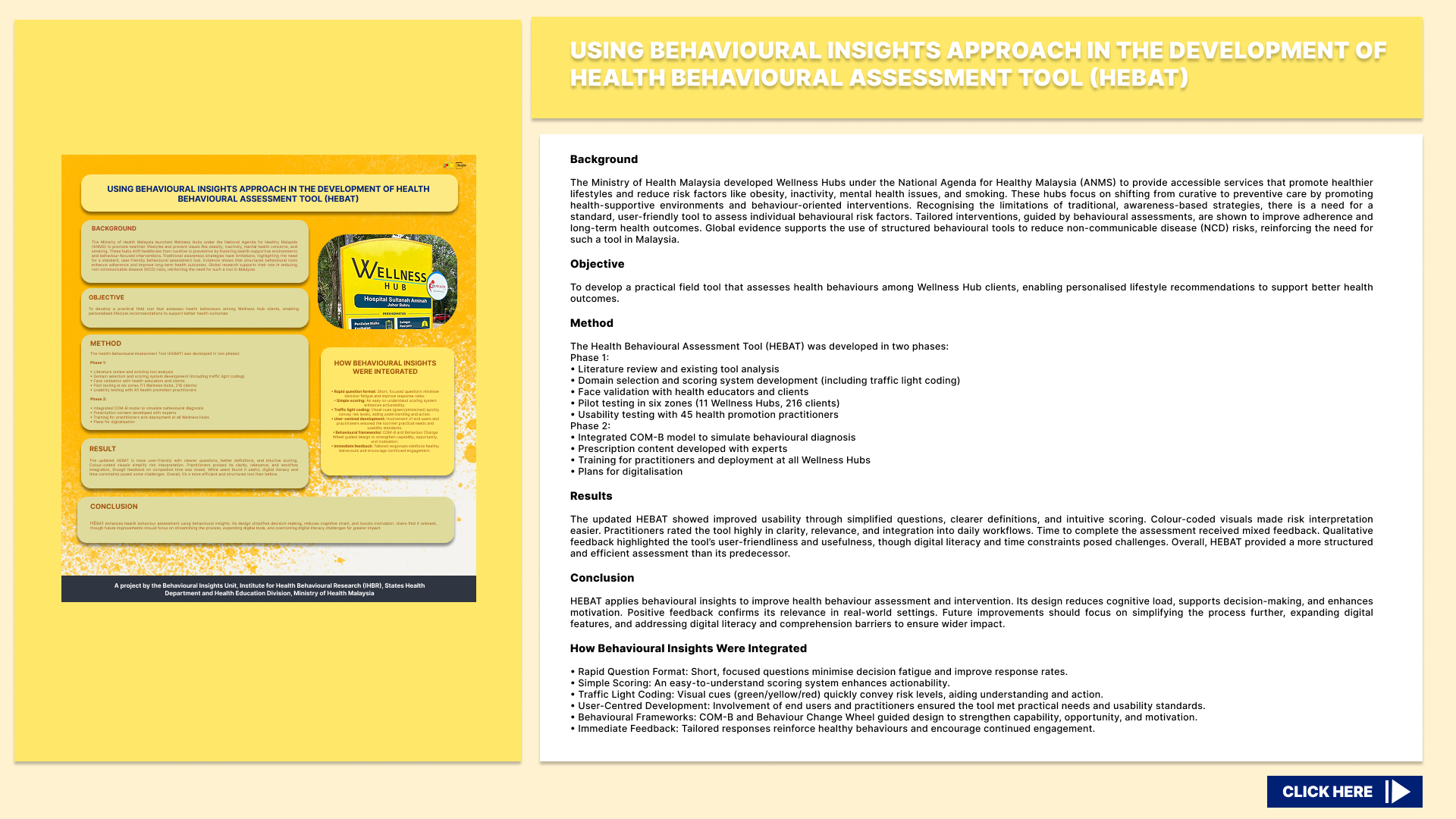 SLIDE USING BEHAVIOURAL INSIGHTS APPROACH IN THE DEVELOPMENT OF HEALTH BEHAVIOURAL ASSESSMENT TOOL HEBAT