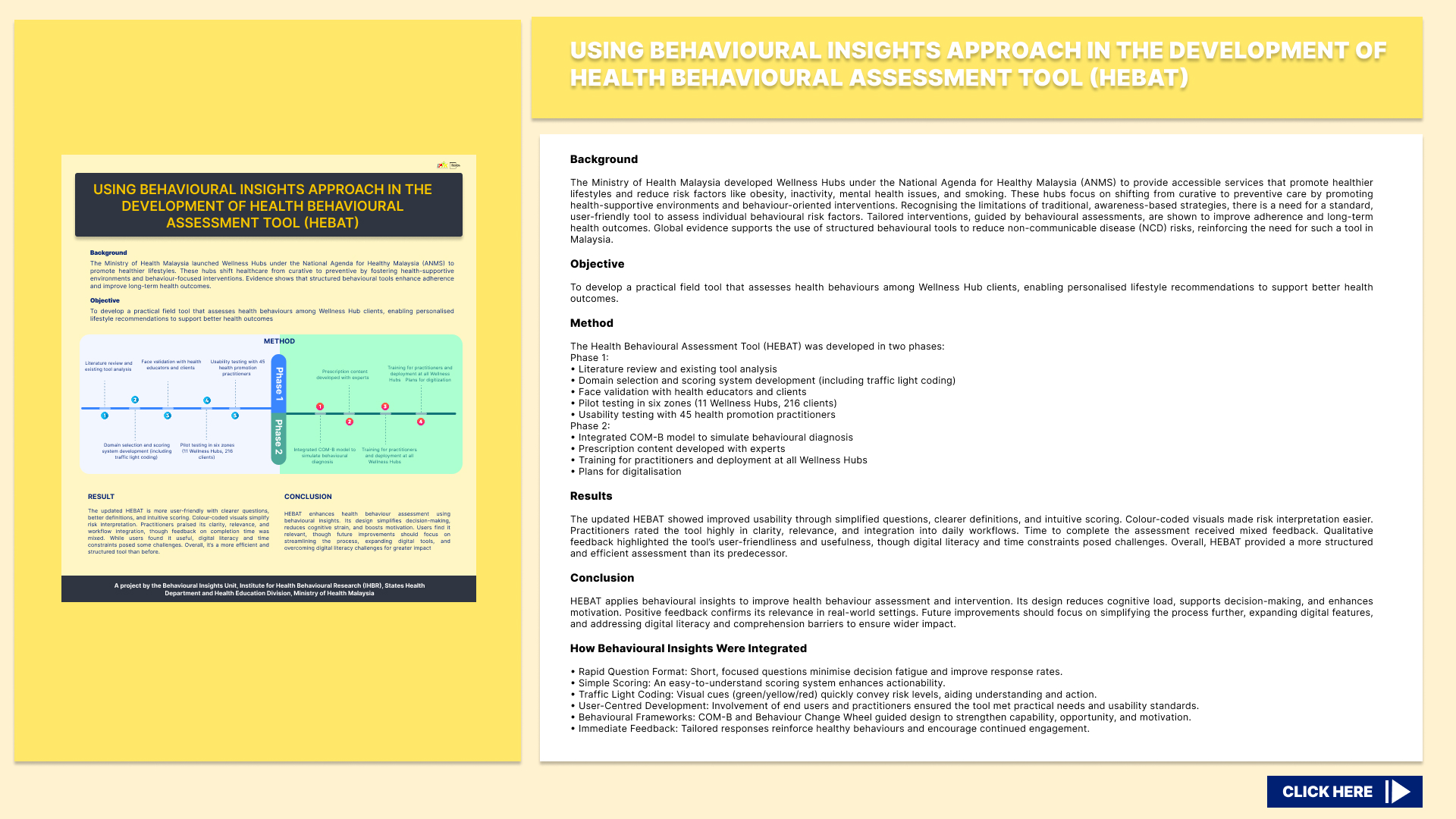 SLIDE USING BEHAVIOURAL INSIGHTS APPROACH IN THE DEVELOPMENT OF HEALTH BEHAVIOURAL ASSESSMENT TOOL HEBAT 1
