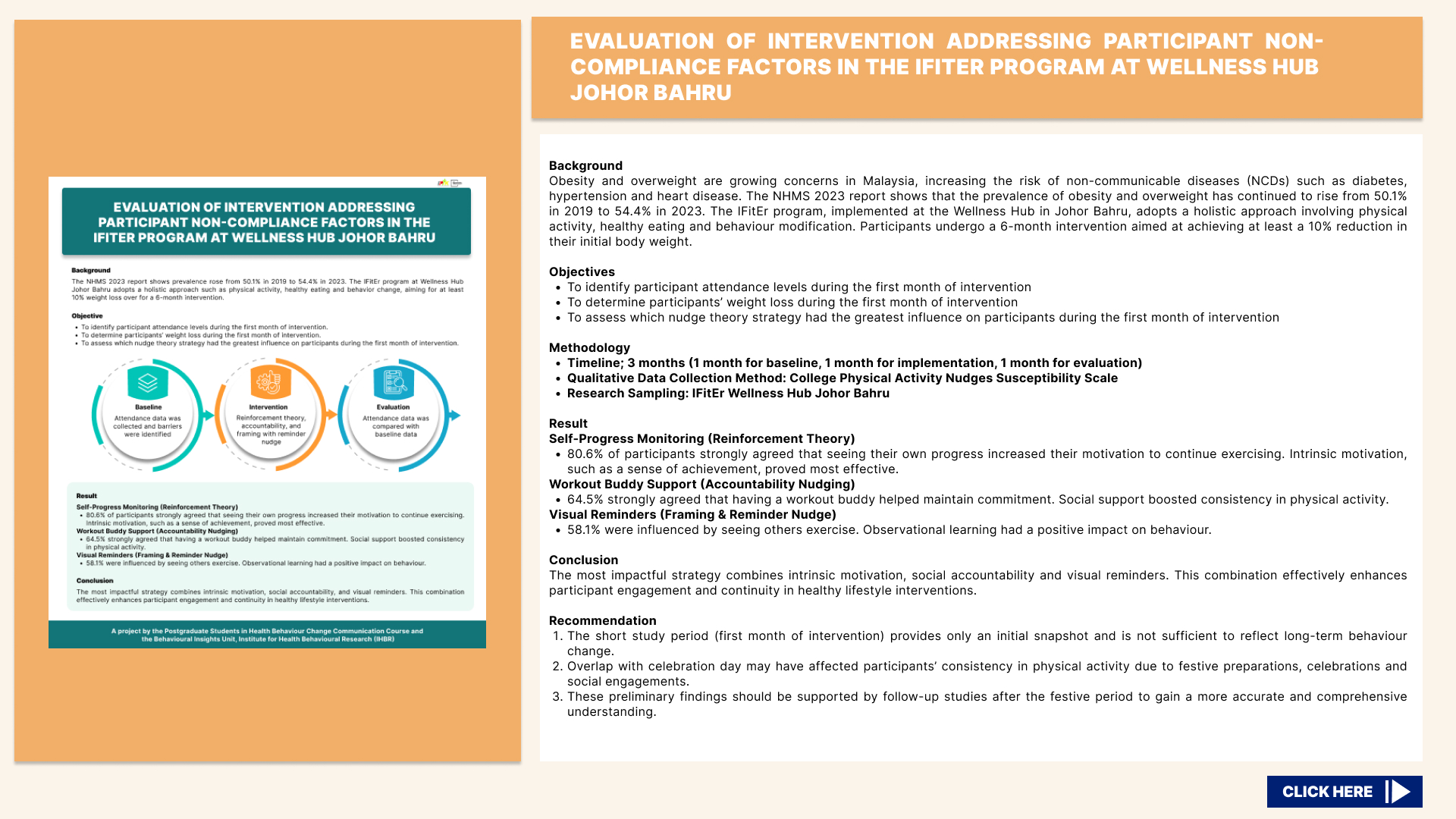 V2 SLIDES EVALUATION OF INTERVENTION ADDRESSING PARTICIPANT NON COMPLIANCE FACTORS IN THE IFITER PROGRAM AT WELLNESS HUB JOHOR BAHRU
