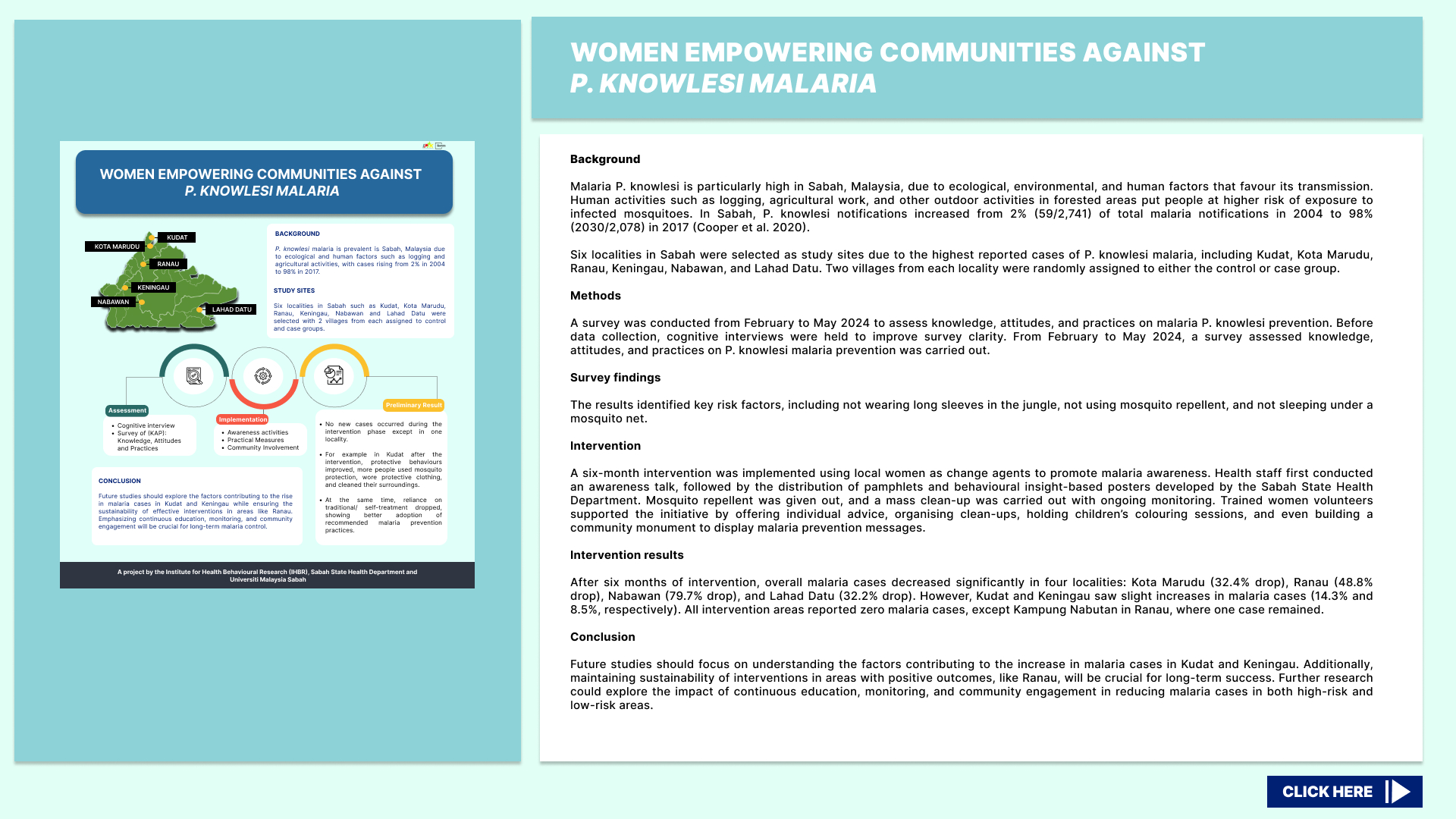 V2 SLIDE WOMEN EMPOWERING COMMUNITIES AGAINST P. KNOWLESI MALARIA